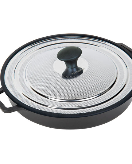 MASTERPAN Nonstick Stovetop Oven Grill Pan & Stainless Steel Lid, Black 12" (30cm)