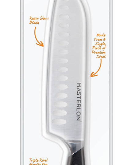 MASTERPAN Essential Chef’s Knife Bundle - 8" Chef’s Knife, 8" Slicer Knife & 7" Santoku Knife - Stainless Steel Blades with Protective Covers