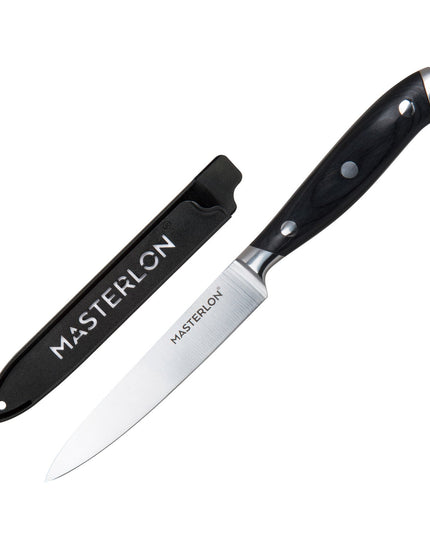MASTERPAN Essential Chef’s Knife Bundle - 8" Chef’s Knife, 8" Slicer Knife & 7" Santoku Knife - Stainless Steel Blades with Protective Covers