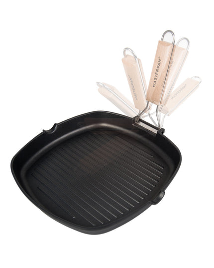 MASTERPAN Nonstick Grill Pan with Folding Handle, 8" (20cm)