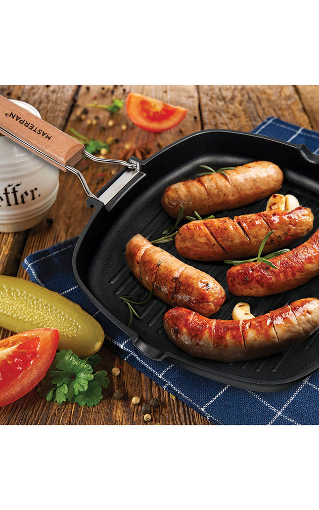 MASTERPAN Nonstick Grill Pan with Folding Handle, 8" (20cm)