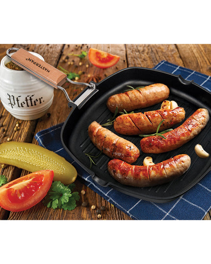 MASTERPAN Nonstick Grill Pan with Folding Handle, 8" (20cm)