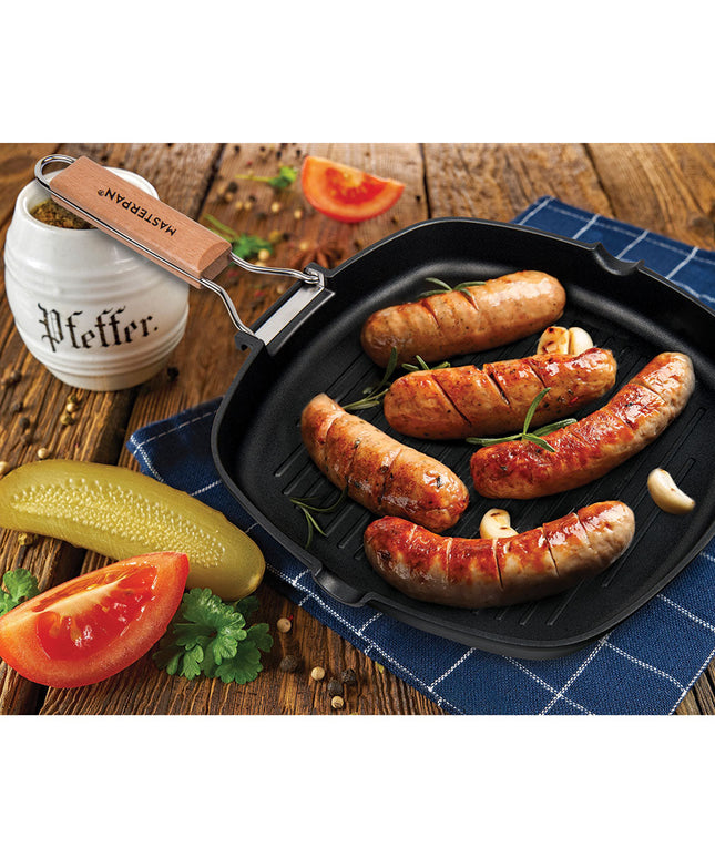 MASTERPAN Nonstick Grill Pan with Folding Handle, 8" (20cm)