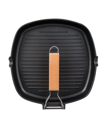 MASTERPAN Nonstick Grill Pan with Folding Handle, 8" (20cm)