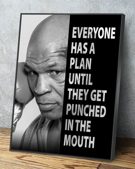 Everyone Has a Plan Until They Get Punched in the Mouth Canvas Wall Art, Mike Tyson Quote, Motivational Quote, Inspirational, Office Decor