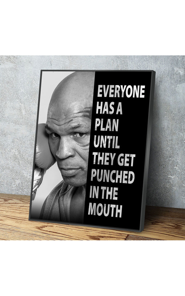 Everyone Has a Plan Until They Get Punched in the Mouth Canvas Wall Art, Mike Tyson Quote, Motivational Quote, Inspirational, Office Decor