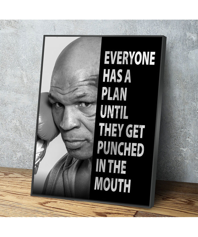 Everyone Has a Plan Until They Get Punched in the Mouth Canvas Wall Art, Mike Tyson Quote, Motivational Quote, Inspirational, Office Decor