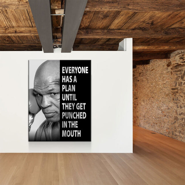 Everyone Has a Plan Until They Get Punched in the Mouth Canvas Wall Art, Mike Tyson Quote, Motivational Quote, Inspirational, Office Decor