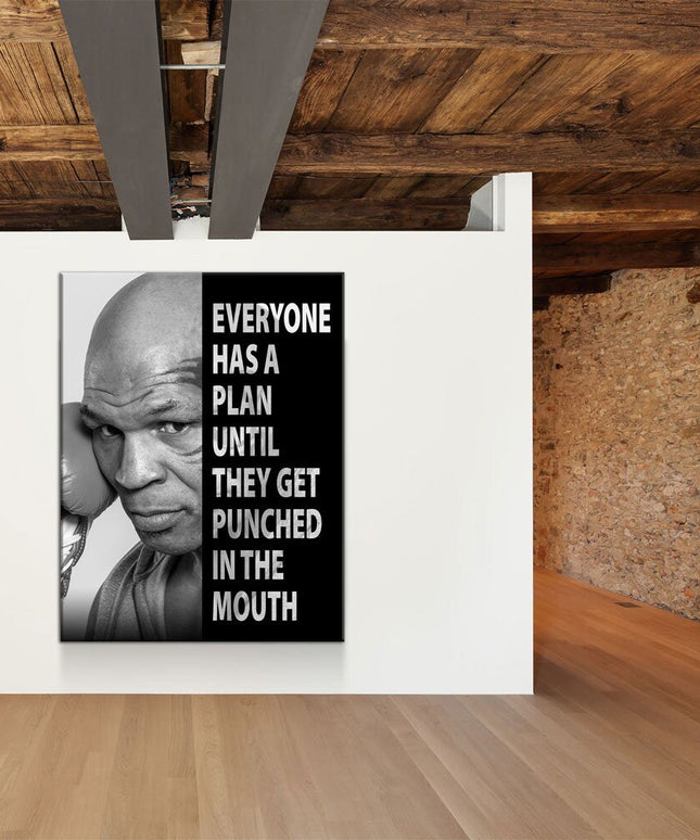 Everyone Has a Plan Until They Get Punched in the Mouth Canvas Wall Art, Mike Tyson Quote, Motivational Quote, Inspirational, Office Decor