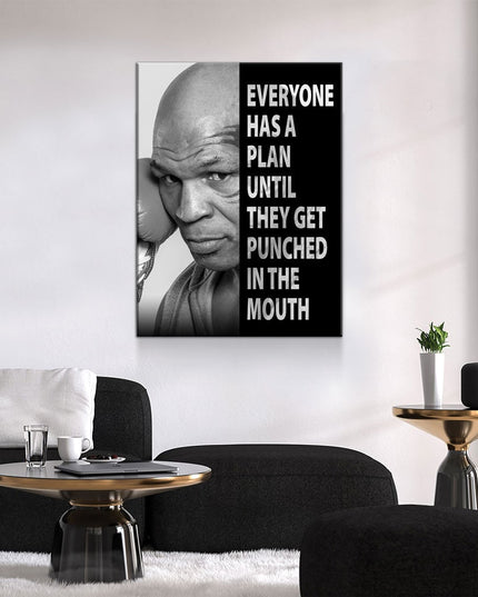 Everyone Has a Plan Until They Get Punched in the Mouth Canvas Wall Art, Mike Tyson Quote, Motivational Quote, Inspirational, Office Decor