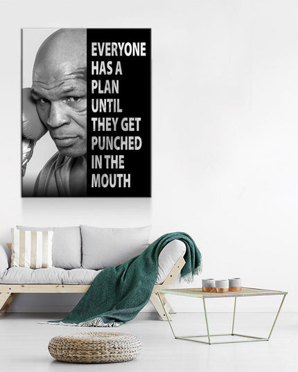Everyone Has a Plan Until They Get Punched in the Mouth Canvas Wall Art, Mike Tyson Quote, Motivational Quote, Inspirational, Office Decor