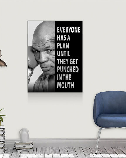 Everyone Has a Plan Until They Get Punched in the Mouth Canvas Wall Art, Mike Tyson Quote, Motivational Quote, Inspirational, Office Decor