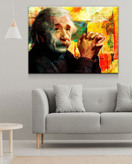 Abstract Albert Einstein Canvas Wall Art, Science Artwork, Abstract Einstein Wall Hanging