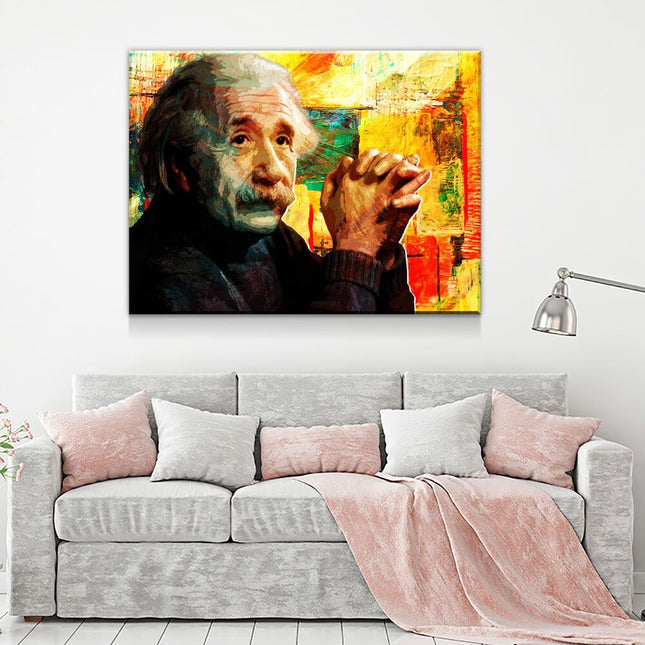 Abstract Albert Einstein Canvas Wall Art, Science Artwork, Abstract Einstein Wall Hanging