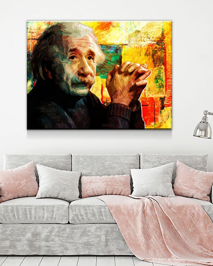 Abstract Albert Einstein Canvas Wall Art, Science Artwork, Abstract Einstein Wall Hanging