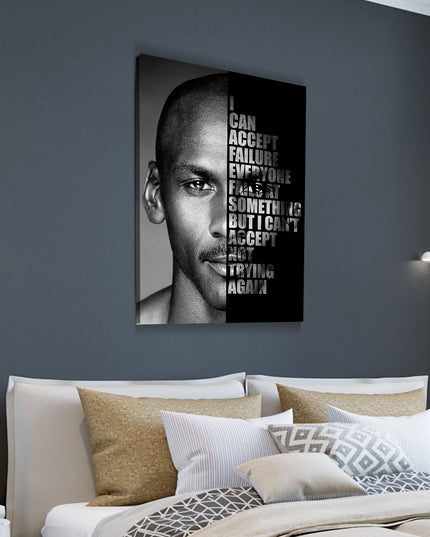 Michael Jordan Success Quote Canvas, I can accept failure, everyone fails at something. But I can't accept not trying