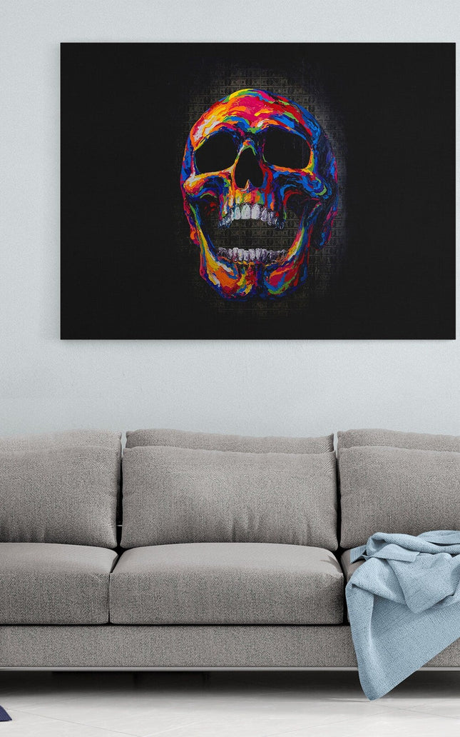 Money Skull Canvas Wall Art, Abstract Skull Art, Skull Decor
