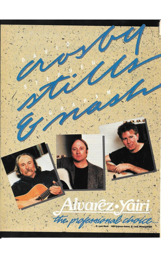 ALVAREZ-YAIRI GUITARS - CROSBY STILLS & NASH - 1988 Print Advertisement