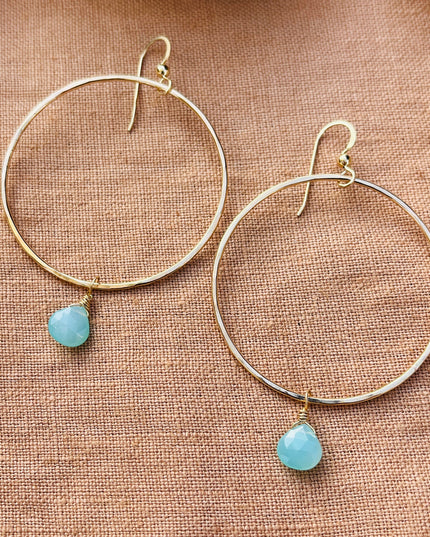 AQUA CHALCEDONY HOOP EARRINGS