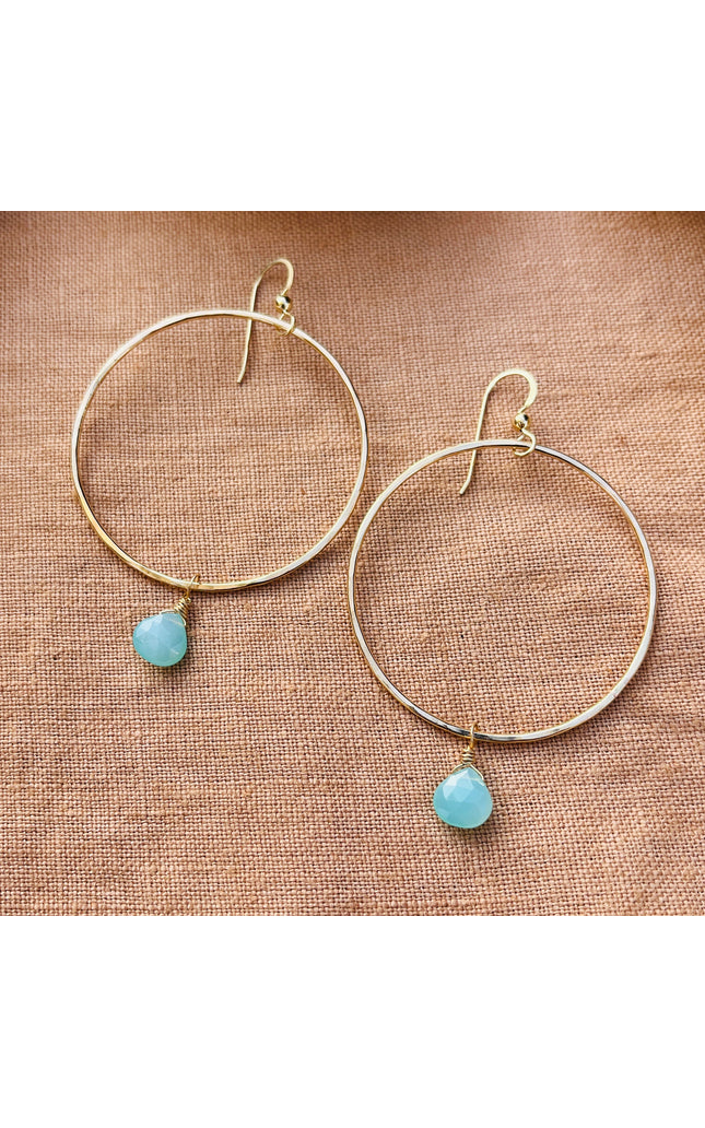 AQUA CHALCEDONY HOOP EARRINGS
