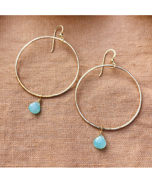 AQUA CHALCEDONY HOOP EARRINGS