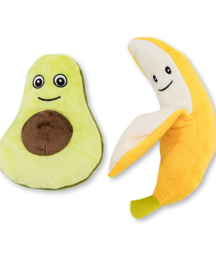 Avocado & Banana Plush Dog Toy Gift Set – with Squeaker & Crinkle Paper for Fun Play