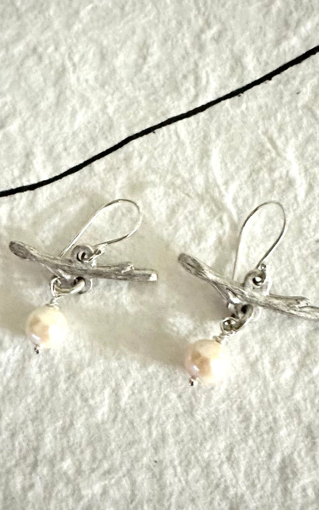 Pearl Twig Earrings