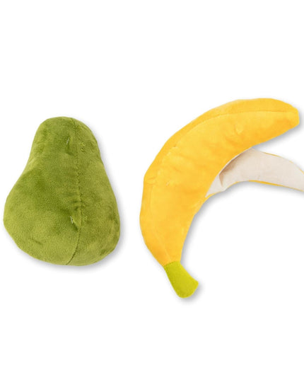 Avocado & Banana Plush Dog Toy Gift Set – with Squeaker & Crinkle Paper for Fun Play