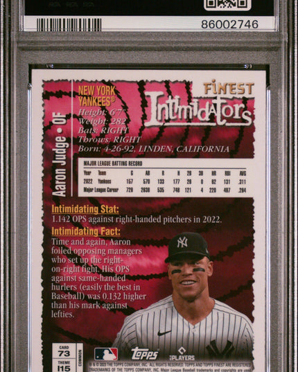 Graded 2023 Topps Finest Flashbacks Aaron Judge #73 Baseball Card PSA 10 Gem Mint