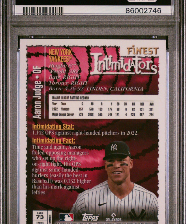Graded 2023 Topps Finest Flashbacks Aaron Judge #73 Baseball Card PSA 10 Gem Mint