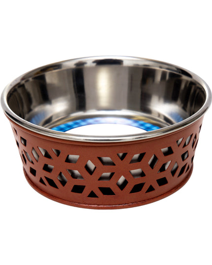 Country Living Set of 2 Stainless Steel Dog Bowls – Farmhouse Style, Ideal for Small to Medium Dogs