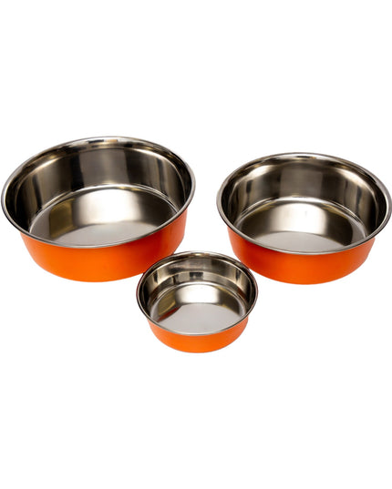 Country Living Set of 2 Heavy Gauge Stainless Steel Dog Bowls - Perfect for Food & Water
