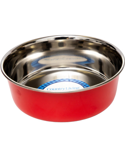 Country Living Set of 2 Heavy Gauge Stainless Steel Dog Bowls - Perfect for Food & Water