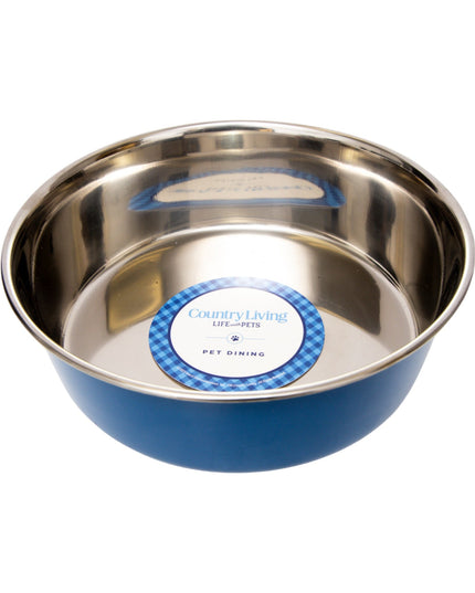 Country Living Set of 2 Heavy Gauge Stainless Steel Dog Bowls - Perfect for Food & Water