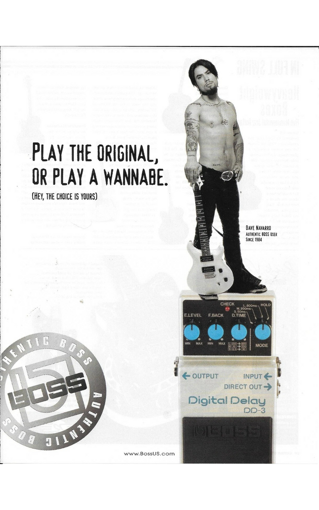 BOSS DIGITAL DELAY - DAVE NAVARRO of JANE'S ADDICTION - 2005 Print Ad