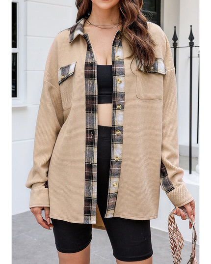 Plaid Button Down Collared Jacket