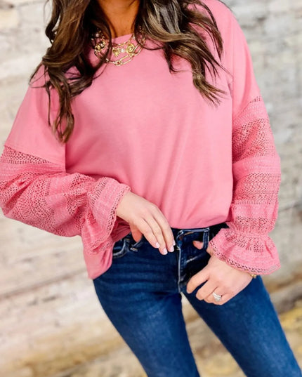 Lace Detail Flounce Sleeve Sweatshirt
