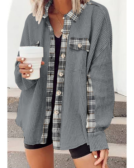Plaid Button Down Collared Jacket