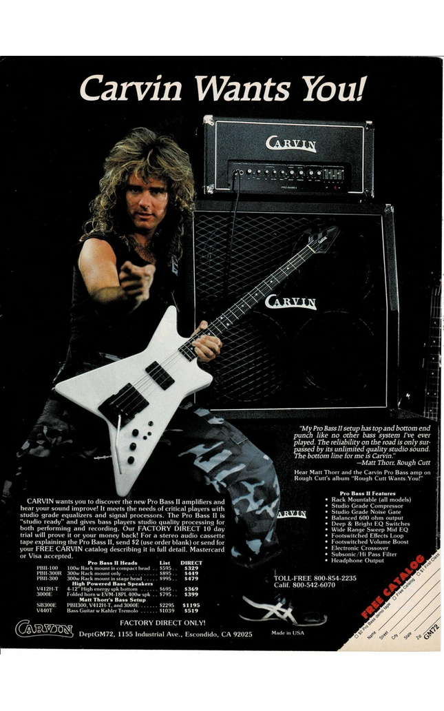 CARVIN AMPS - MATT THORR of ROUGH CUTT - 1987 Print Advertisement