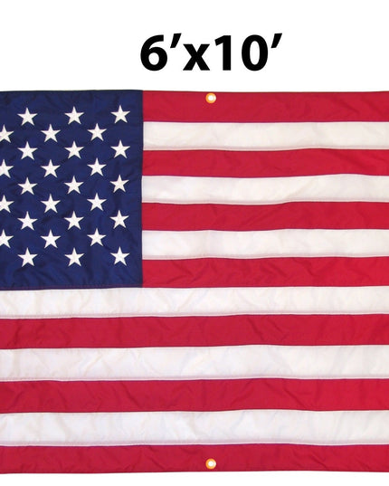 Nylon American Flag with Grommets Along Edges for Wall Hanging - Indoor or Outdoor *Made in USA*