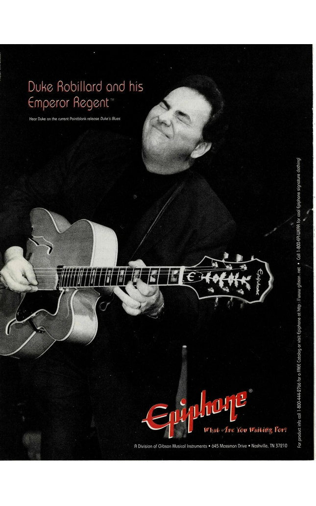 EPIPHONE GUITARS - DUKE ROBILLARD - 1996 Print Advertisement
