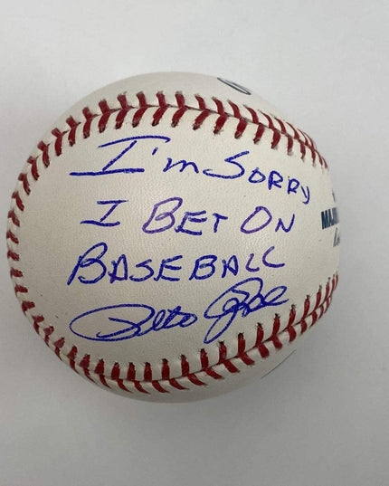 Autographed/Signed Pete Rose I'm Sorry I Bet On Baseball Rawlings ROML Rose Hologram COA