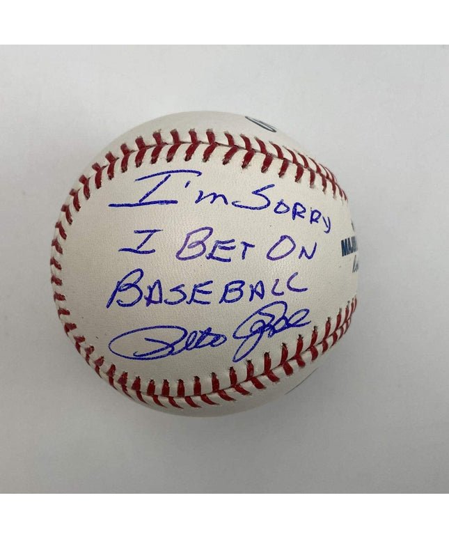Autographed/Signed Pete Rose I'm Sorry I Bet On Baseball Rawlings ROML Rose Hologram COA