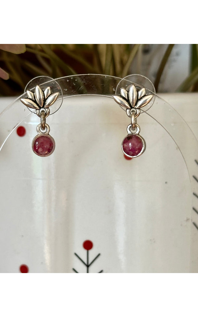 Lotus Gemstone Stud Earrings