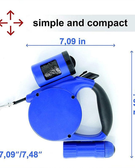 Nightwalk 4.5M Led Light And Waste Bag Dispenser Retractable Dog Leash