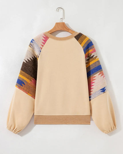 Women Sequined Western Horses Bubble Sleeve Sweatshirt