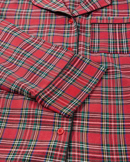Plus Size Christmas Plaid Shirt and Pants Set