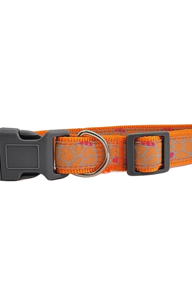 Nylon Dog Collar with Embroidered Giraffe Design/Animal Print, Secure & Adjustable Fit