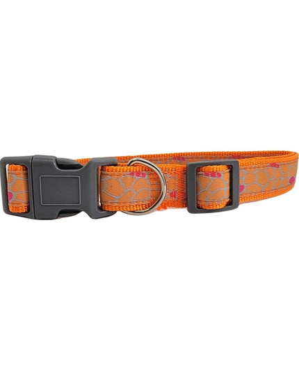 Nylon Dog Collar with Embroidered Giraffe Design/Animal Print, Secure & Adjustable Fit