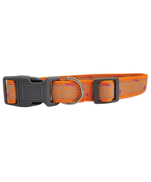 Nylon Dog Collar with Embroidered Giraffe Design/Animal Print, Secure & Adjustable Fit